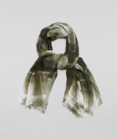 Bottega Veneta® WHITE DARK GREEN COTTON SILK SCARF Bottega Veneta® WHITE DARK GREEN COTTON SILK SCARF