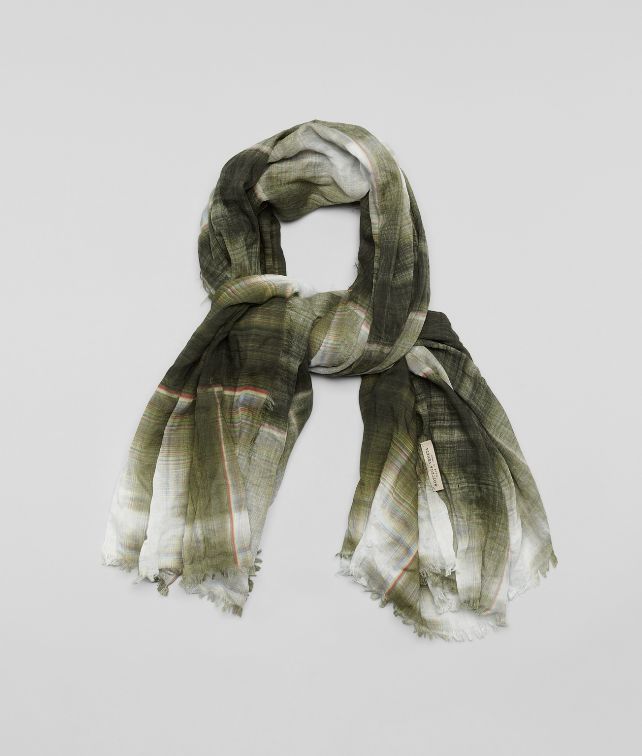 BOTTEGA VENETA - WHITE DARK GREEN COTTON SILK SCARF