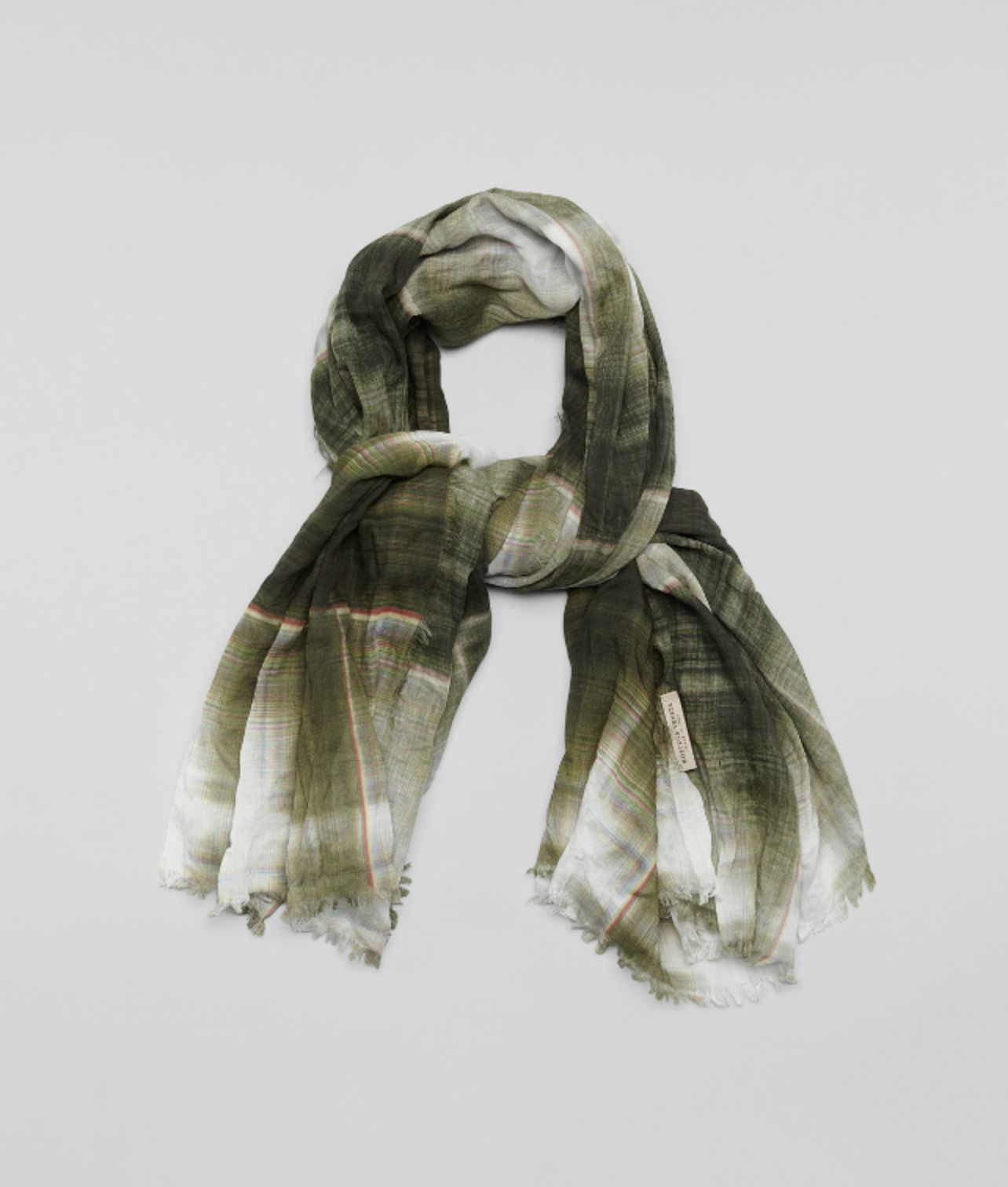 BOTTEGA VENETA - WHITE DARK GREEN COTTON SILK SCARF