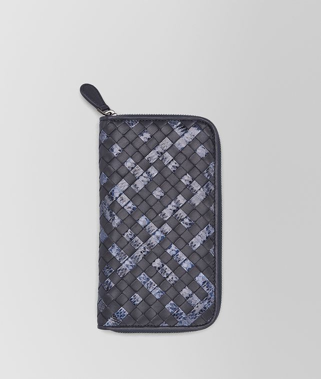 BOTTEGA VENETA ZIP AROUND WALLET IN TOURMALINE INTRECCIATO NAPPA AND AYERS Zip Around Wallet D fp