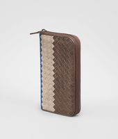 Bottega Veneta® Edoardo Walnut Électrique Intrecciato Club Fumé Zip Around Wallet Bottega Veneta® Edoardo Walnut Électrique Intrecciato Club Fumé Zip Around Wallet