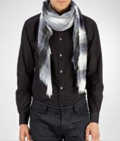 Bottega Veneta® WHITE BLUE COTTON SILK SCARF Bottega Veneta® WHITE BLUE COTTON SILK SCARF