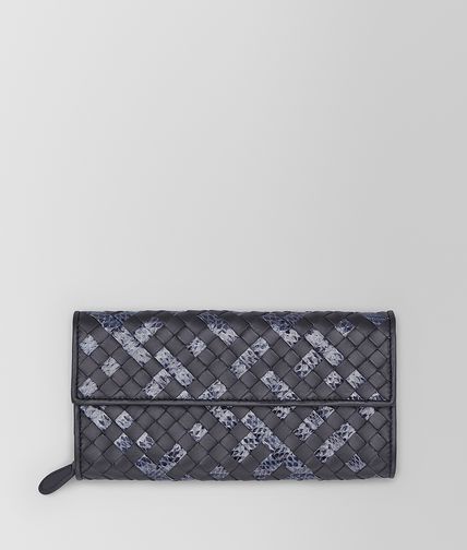 BOTTEGA VENETA - Continental Portemonnaie aus Ayers und Nappaleder Intrecciato Tourmaline Prusse