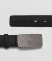 Bottega Veneta® Nero Buffalo Leather Metal Belt Bottega Veneta® Nero Buffalo Leather Metal Belt
