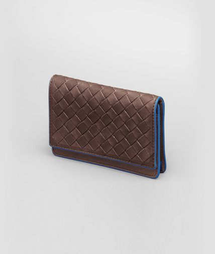 BOTTEGA VENETA - Porta Carte Edoardo ed Électrique in Vintage Lavato Intrecciato