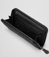 Bottega Veneta® NERO INTRECCIATO ANTIQUE OSTRICH ZIP AROUND WALLET Bottega Veneta® NERO INTRECCIATO ANTIQUE OSTRICH ZIP AROUND WALLET