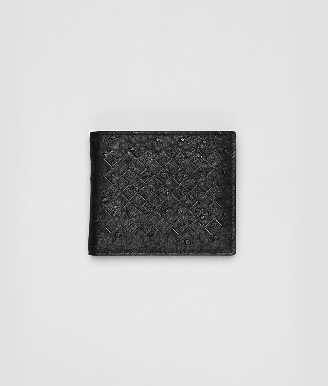 BOTTEGA VENETA WALLET IN NERO OSTRICH Bi-fold Wallet U fp