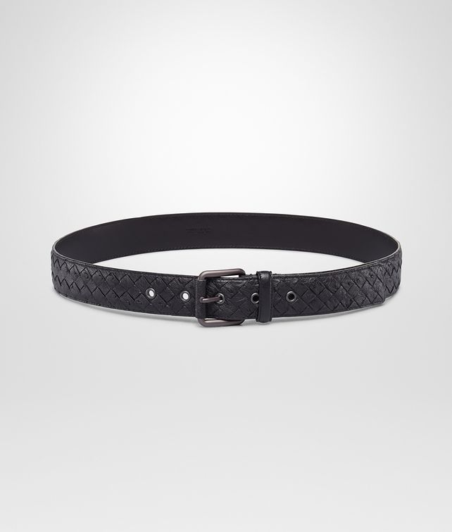 BOTTEGA VENETA NERO INTRECCIATO ANTIQUE OSTRICH BELT Belt U fp