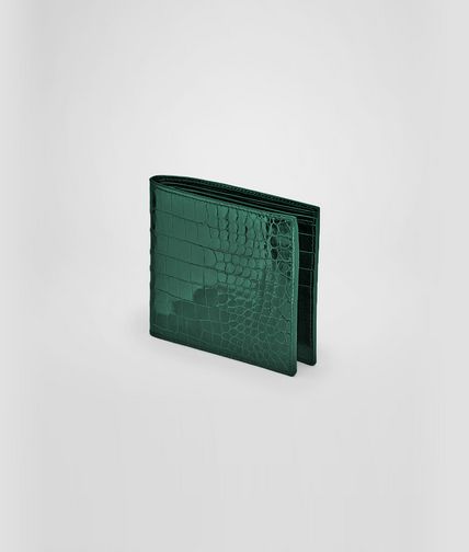 BOTTEGA VENETA - MENTHE CROCODILE FUME' WALLET