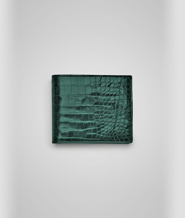 BOTTEGA VENETA MENTHE CROCODILE FUMÉ WALLET Bi-fold Wallet U fp