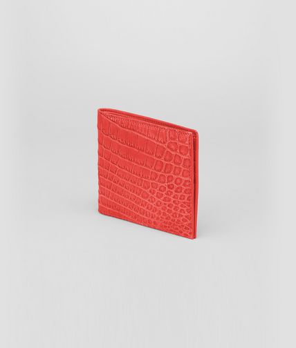 BOTTEGA VENETA - NEW RED SOFT CROCODILE FUME' WALLET