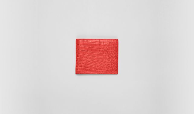 BOTTEGA VENETA - NEW RED SOFT CROCODILE FUME' WALLET