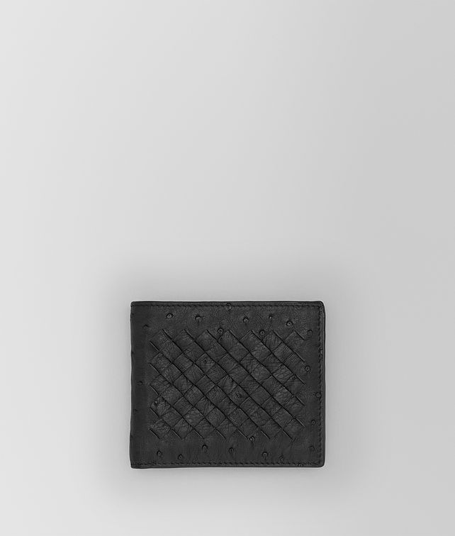 BOTTEGA VENETA WALLET IN NERO OSTRICH Bi-fold Wallet U fp