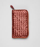 Bottega Veneta® Portemonnaie mit Rundum-Reißverschluss aus Ayers Livrea und Intrecciato Tangerine Bottega Veneta® Portemonnaie mit Rundum-Reißverschluss aus Ayers Livrea und Intrecciato Tangerine