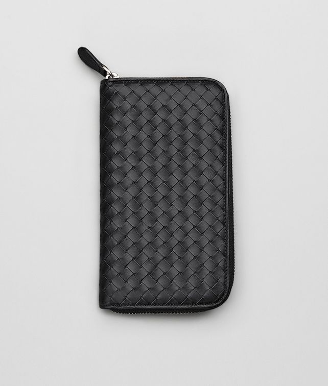 BOTTEGA VENETA ZIP AROUND WALLET IN NERO CALF INTRECCIATO Zip Around Wallet U fp