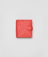 Bottega Veneta® New Red Tangerine Intrecciato Waxy French Flap Wallet Bottega Veneta® New Red Tangerine Intrecciato Waxy French Flap Wallet