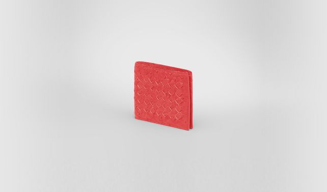 BOTTEGA VENETA - NEW RED INTRECCIATO ANTIQUE OSTRICH WALLET
