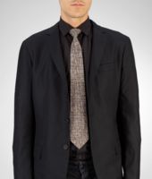 Bottega Veneta® BLACK DARK BROWN COTTON SILK TIE Bottega Veneta® BLACK DARK BROWN COTTON SILK TIE