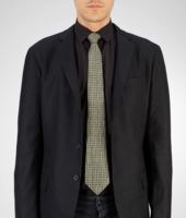 Bottega Veneta® BLACK DARK GREEN COTTON SILK TIE Bottega Veneta® BLACK DARK GREEN COTTON SILK TIE
