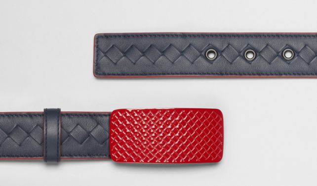 BOTTEGA VENETA - CINTURA PRUSSE FRAISE IN INTRECCIATO DRAP CALF
