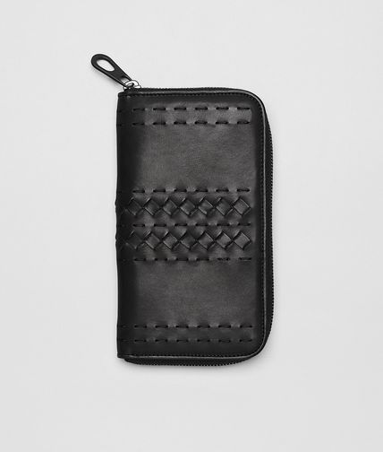 BOTTEGA VENETA - NERO HIGHWAY ZIP AROUND WALLET