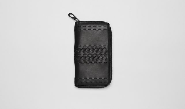 BOTTEGA VENETA - NERO HIGHWAY ZIP AROUND WALLET
