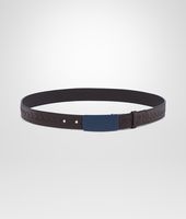Bottega Veneta® ESPRESSO PRUSSE INTRECCIATO DRAP CALF BELT Bottega Veneta® ESPRESSO PRUSSE INTRECCIATO DRAP CALF BELT