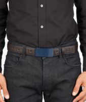 Bottega Veneta® ESPRESSO PRUSSE INTRECCIATO DRAP CALF BELT Bottega Veneta® ESPRESSO PRUSSE INTRECCIATO DRAP CALF BELT
