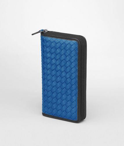 BOTTEGA VENETA - Portemonnaie mit Rundum-Reißverschluss aus Nappaleder Glass Intrecciato Électrique