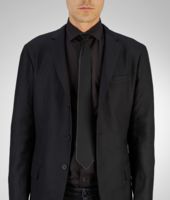 Bottega Veneta® BLACK DARK GREY SILK TIE Bottega Veneta® BLACK DARK GREY SILK TIE