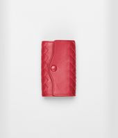 Bottega Veneta® Fraise Intrecciato Nappa Key Case Bottega Veneta® Fraise Intrecciato Nappa Key Case