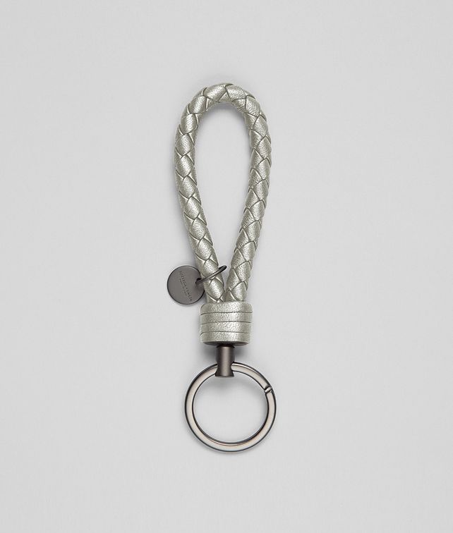 BOTTEGA VENETA PLATINUM INTRECCIATO NAPPA METALLIZZATO Key Ring Keyring or Bracelets D fp