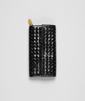 Bottega Veneta® CONTINENTAL PORTEMONNAIE AUS AYERSLEDER INTRECCIATO NERO ORO Bottega Veneta® CONTINENTAL PORTEMONNAIE AUS AYERSLEDER INTRECCIATO NERO ORO
