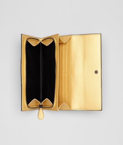 BOTTEGA VENETA - NERO ORO INTRECCIATO AYERS CONTINENTAL WALLET