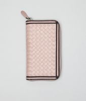 Bottega Veneta® BLUSH INTRECCIATO BORDER CALF Zip Around Wallet Bottega Veneta® BLUSH INTRECCIATO BORDER CALF Zip Around Wallet