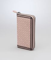 Bottega Veneta® BLUSH INTRECCIATO BORDER CALF Zip Around Wallet Bottega Veneta® BLUSH INTRECCIATO BORDER CALF Zip Around Wallet