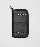Bottega Veneta® NERO PERFORATED LIGHT CALF MIRROR ZIP AROUND WALLET Bottega Veneta® NERO PERFORATED LIGHT CALF MIRROR ZIP AROUND WALLET
