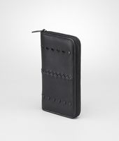Bottega Veneta® NERO PERFORATED LIGHT CALF MIRROR ZIP AROUND WALLET Bottega Veneta® NERO PERFORATED LIGHT CALF MIRROR ZIP AROUND WALLET