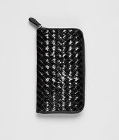 Bottega Veneta® PORTAFOGLIO NERO E ORO IN AYERS INTRECCIATO CON ZIP Bottega Veneta® PORTAFOGLIO NERO E ORO IN AYERS INTRECCIATO CON ZIP
