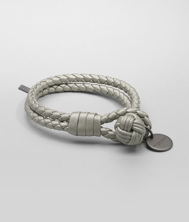 BOTTEGA VENETA PLATINUM INTRECCIATO NAPPA METALLIZZATO Bracelet Keyring or Bracelets D fp