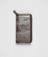 Bottega Veneta® MEDIUM GREY HARDWICKII BORDER ZIP AROUND WALLET Bottega Veneta® MEDIUM GREY HARDWICKII BORDER ZIP AROUND WALLET
