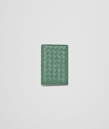 BOTTEGA VENETA - Emerald Green Intrecciato Washed Lambskin Card Case
