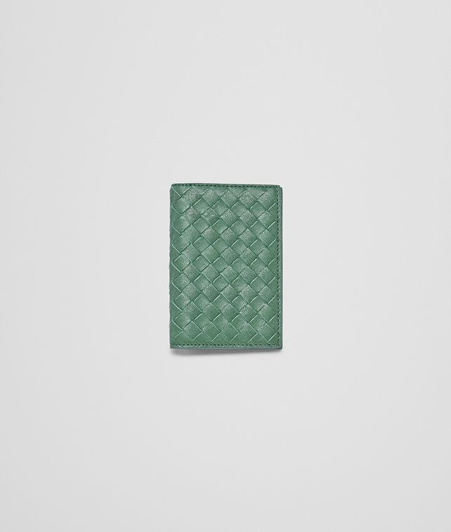 BOTTEGA VENETA Emerald Green Intrecciato Washed Lambskin Card Case Card Case or Coin Purse U fp