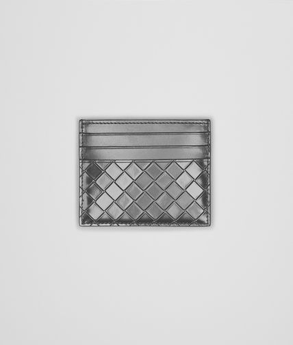 BOTTEGA VENETA - New Light Grey Intreccio Scolpito Spazzolato Card Case