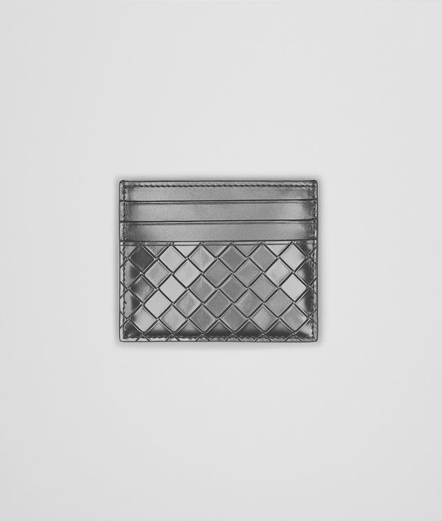 BOTTEGA VENETA PORTA CARTE NEW LIGHT GREY IN INTRECCIO SCOLPITO SPAZZOLATO Porta Carte e Portamonete U fp