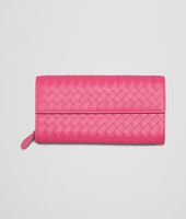 Bottega Veneta® Rosa Shock Intrecciato Nappa Continental Wallet Bottega Veneta® Rosa Shock Intrecciato Nappa Continental Wallet