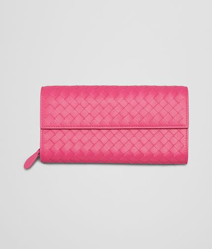 BOTTEGA VENETA - Rosa Shock Intrecciato Nappa Continental Wallet