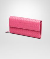 Bottega Veneta® Rosa Shock Intrecciato Nappa Continental Wallet Bottega Veneta® Rosa Shock Intrecciato Nappa Continental Wallet