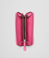 Bottega Veneta® ROSA SHOCK INTRECCIATO NAPPA ZIP AROUND WALLET Bottega Veneta® ROSA SHOCK INTRECCIATO NAPPA ZIP AROUND WALLET