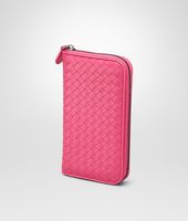 Bottega Veneta® ROSA SHOCK INTRECCIATO NAPPA ZIP AROUND WALLET Bottega Veneta® ROSA SHOCK INTRECCIATO NAPPA ZIP AROUND WALLET
